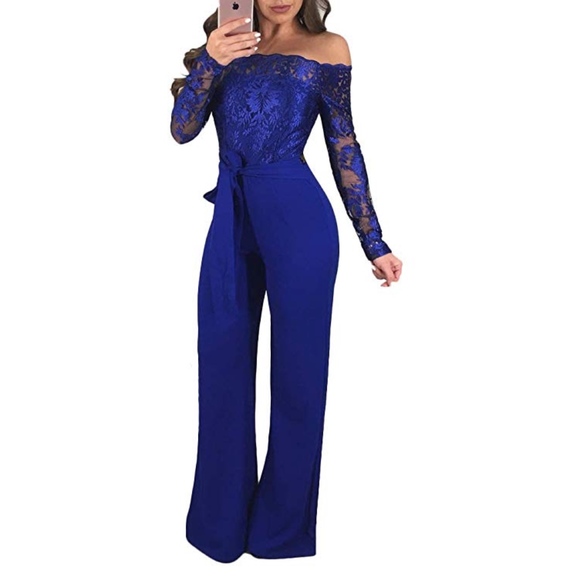 royal blue lace jumpsuit